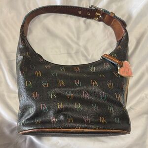 Vintage Dooney & Bourke Black with Multicolor Accents Shoulder Bag